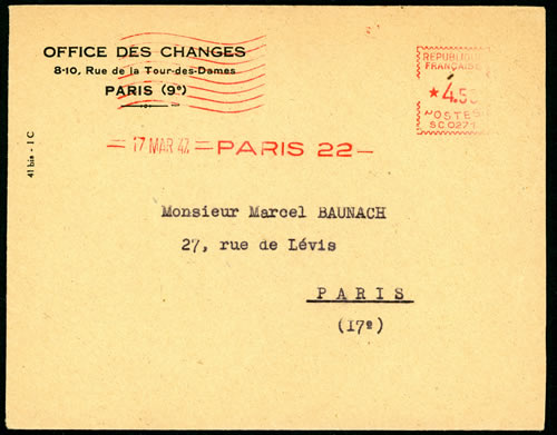 Lettre de l'Office des Changes