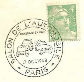 Oblitération temporaire du salon de l'auto 1948