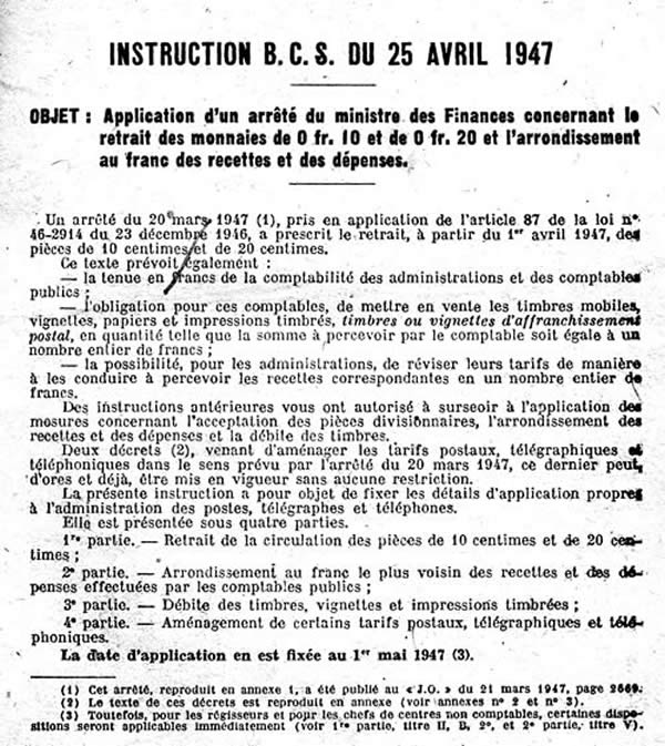 Suppression des pièces de 10 et 20 centimes