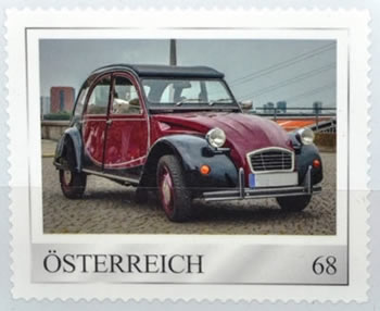 Timbre personnalisé d'autriche consacré à la 2CV