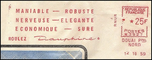 EMA énumérant les qualités de la Dauphine Renault