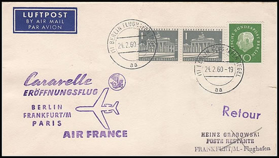 1er vol Berlin francfort paris par Caravelle