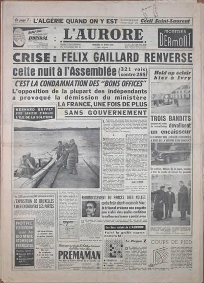 l'Aurore 14 avril 1958