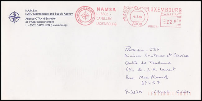 Lettre à entête de la NAMSA (OTAN)