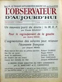 L'Observateur aujourd'hui janvier 1954