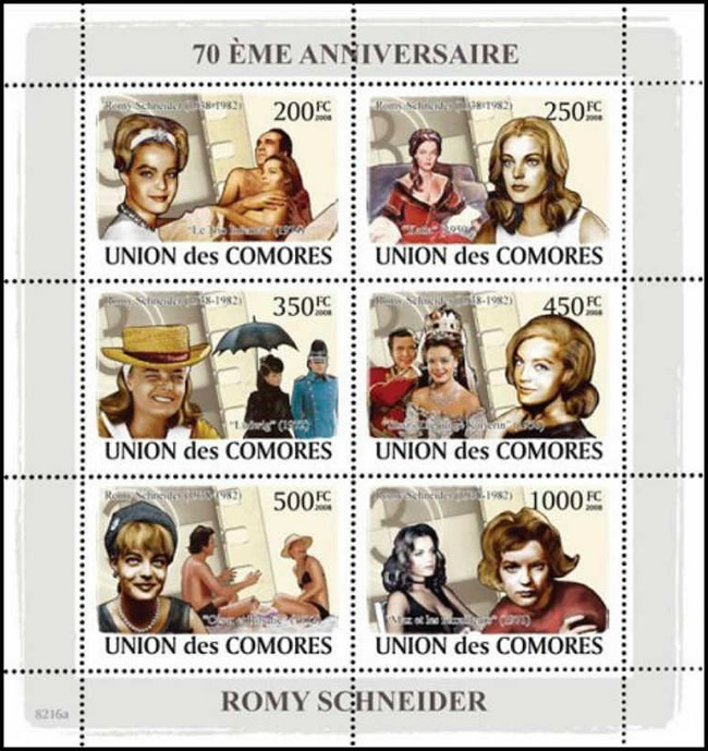 Bloc Comores en hommage à Romy Scneider