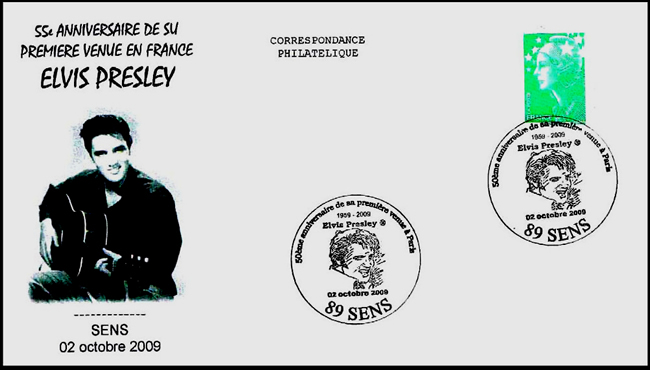 Oblitération cinquantenaire de la visite d'Elvis Presley à Paris