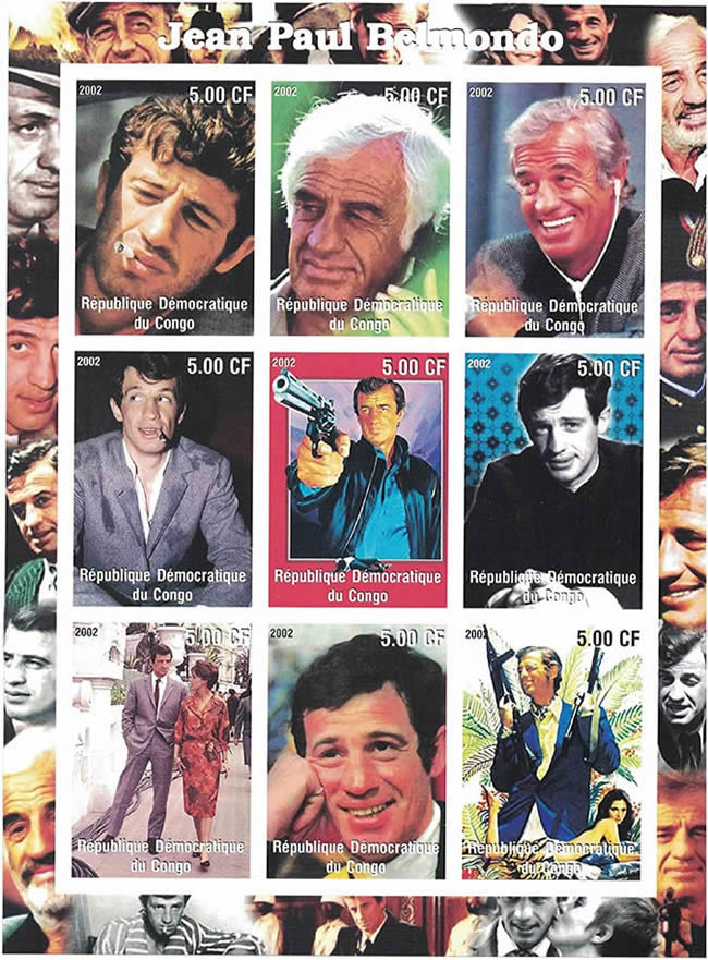 Bloc-feuillet du Congo consacré à Jean-Paul Belmondo