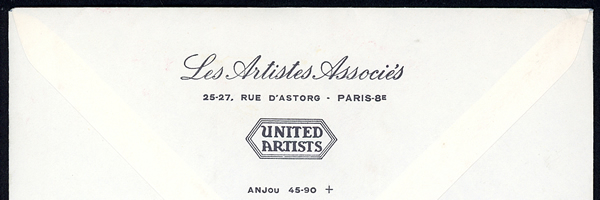 Verso de la lettre avec l'EMA du film Alamo