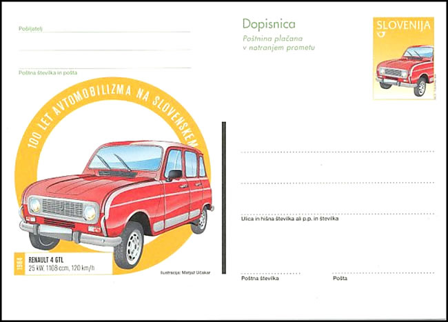 Entier postal de Slovénie consacré à la 4L GTL