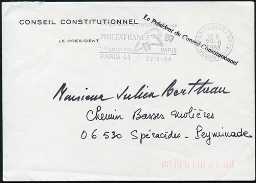 Franchise du Président du Conseil Constitutionnel