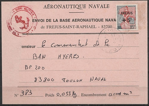 Imprimé/échantillon affranchi avec timbre surchargé Fréjus