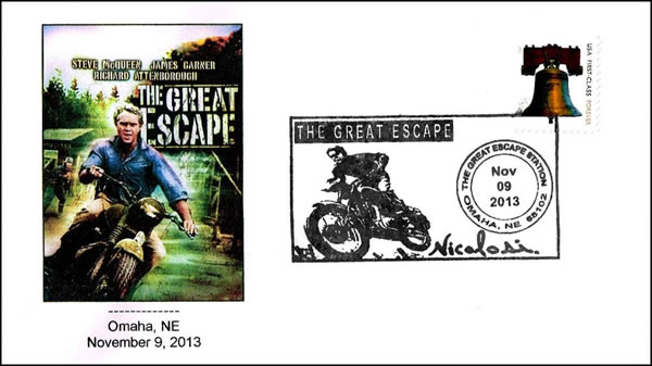 Oblitération temporaire consacréée au film The Great escape