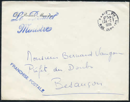 Griffe de franchise de G. Pompidou 1er Ministre