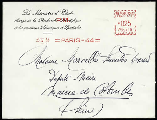 Ministre d'Etat chargé de la recherche de l'atome et de l'espace