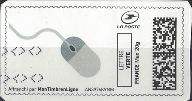 Etiquette-montimbrenligne avec souris d'ordinateur