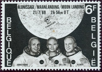 alunissage effigie des trois cosmonautes