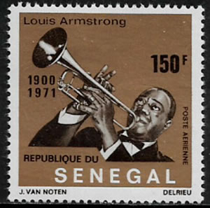 Timbre du sénégal consacré à Louis Amstrong