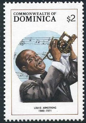 Timbre de la Dominique consacré à Louis Amstrong