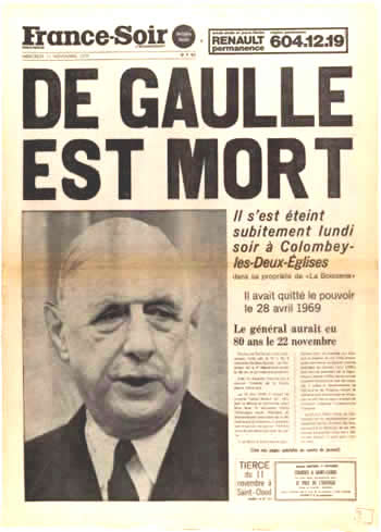 Décès du général de gaulle