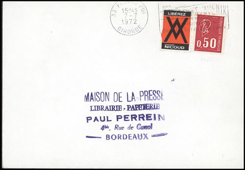 Lettre avec vignette LIBEREZ NICOUD 1972