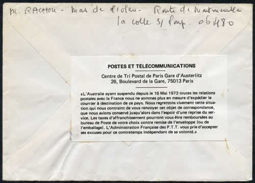 papillon de paris Austerlitz pour l courrier vers l'australie