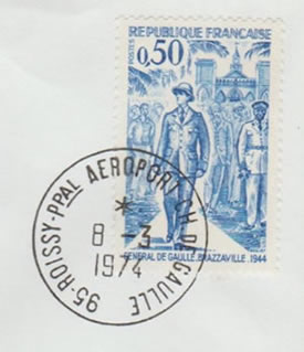 Timbre-à-date Roissy Charles de gaulle 1974