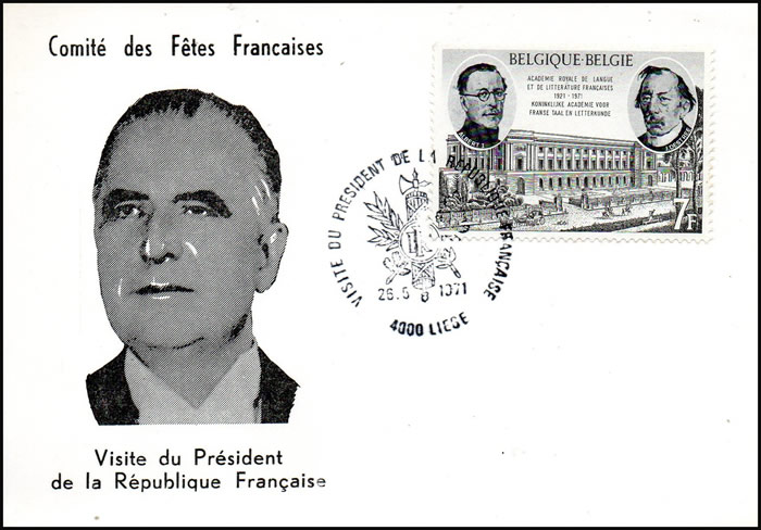 Oblitération de Liège Visite officielle Président Pompidou