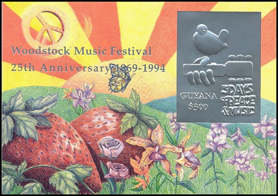 Bloc de Guyana en hommage à Woodstock