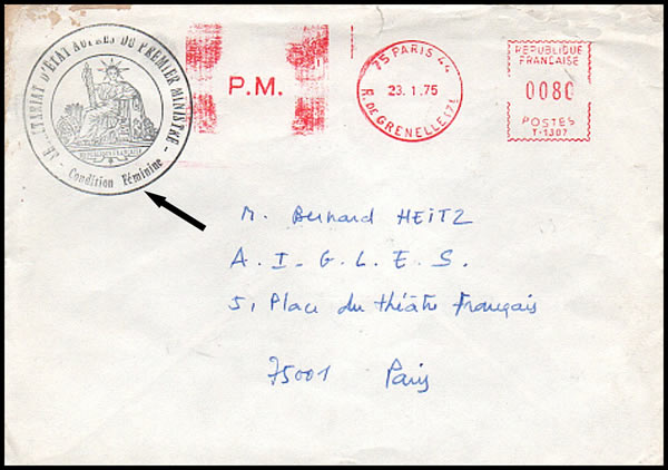 cachet déesse assise Secrétariat à la Condition féminine