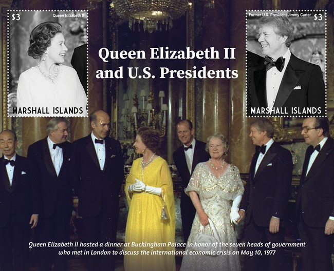 Photo sur timbre du G7 à Londres mai 1977