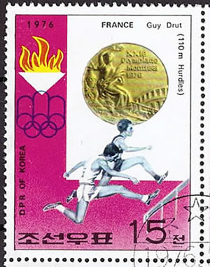 Guy Drut timbre de Corée du Nord