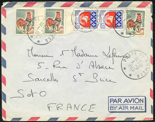 cachet muet deux étoiles sur courrier civil