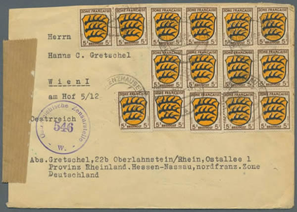 Lettre pour l'Autriche 16/7/46