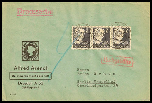 Imprimé de Dresde pour Berlin taxé à l'arrivée