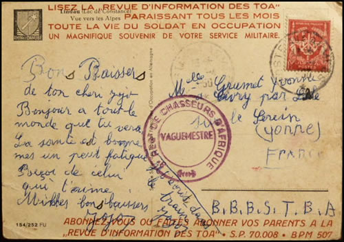 Carte de propagande pour la revue des TOA