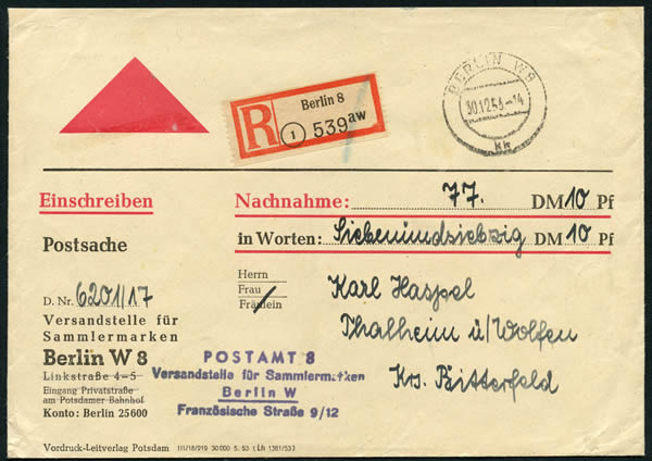 Lettre de service avec  vignette Adenauer marke