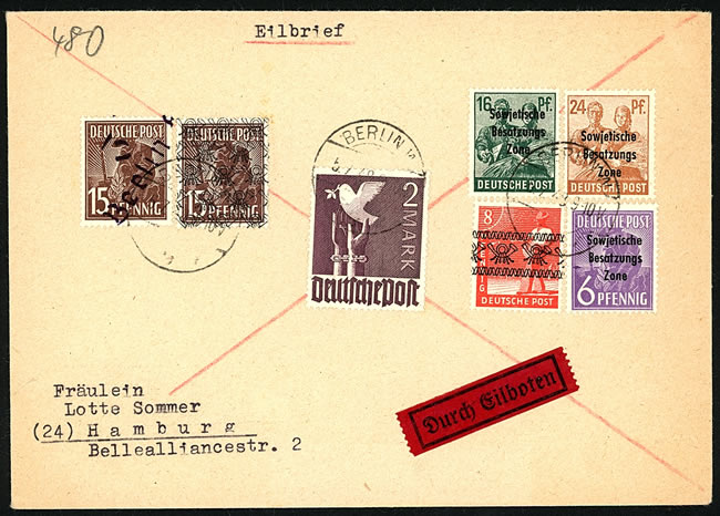 Lettre de Berlin avec toutes les émissions est et Ouest 5/7/48