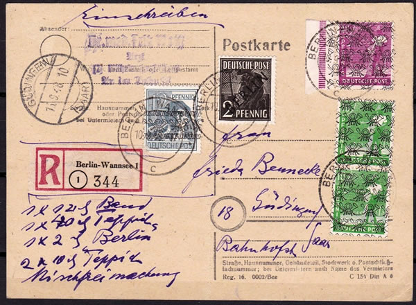 Affranchissement mixte Cor de Poste et surcharge BERLIN