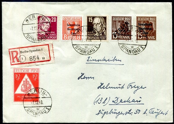 Timbres de Berlin-Est utilisés à Berlin-Ouest