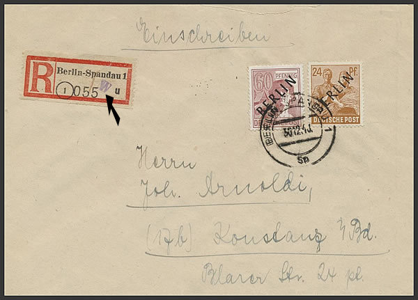 Berlinrecommandée avec "W" en violet