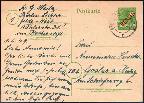 Berlin entier surcharge rouge BERLIN