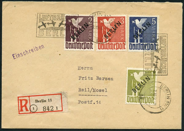 Les quatre grosses valeurs sur lettre recommandée