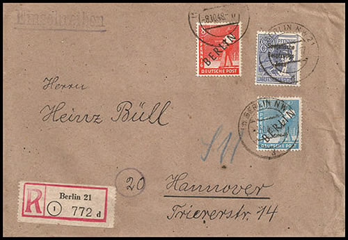 Lettre de Berlin pour Hannovre avec affranchissement mixte