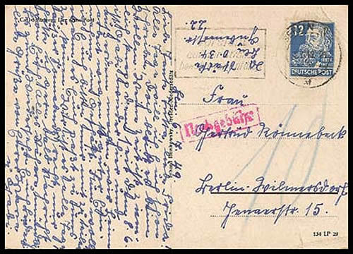 Lettre Est vers Ouest taxée plein pot