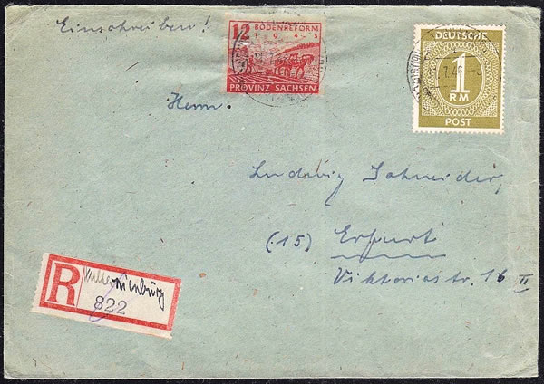 Timbre de la réforme agraire sur lettre 