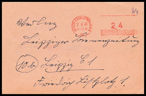 Machine de guichet de Berlin-Ouest vers leipzig 2/3/49