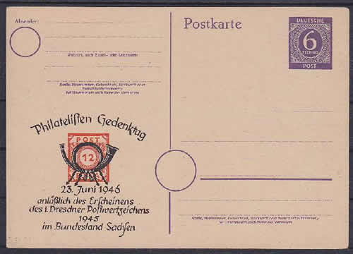 Entier carte postale Kontrollrat 6Pf.