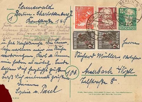 Double affranchissement CP  16 avril 1949