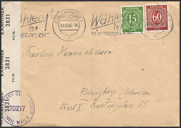 Elections municipales à hambourg octobre 1946